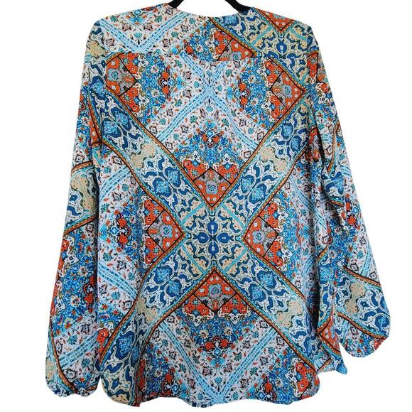 ZAC & RACHEL Mosaic Zip Up Boho Tunic Womens L Colorful Loose-Fitting Flattering - Picture 8 of 13